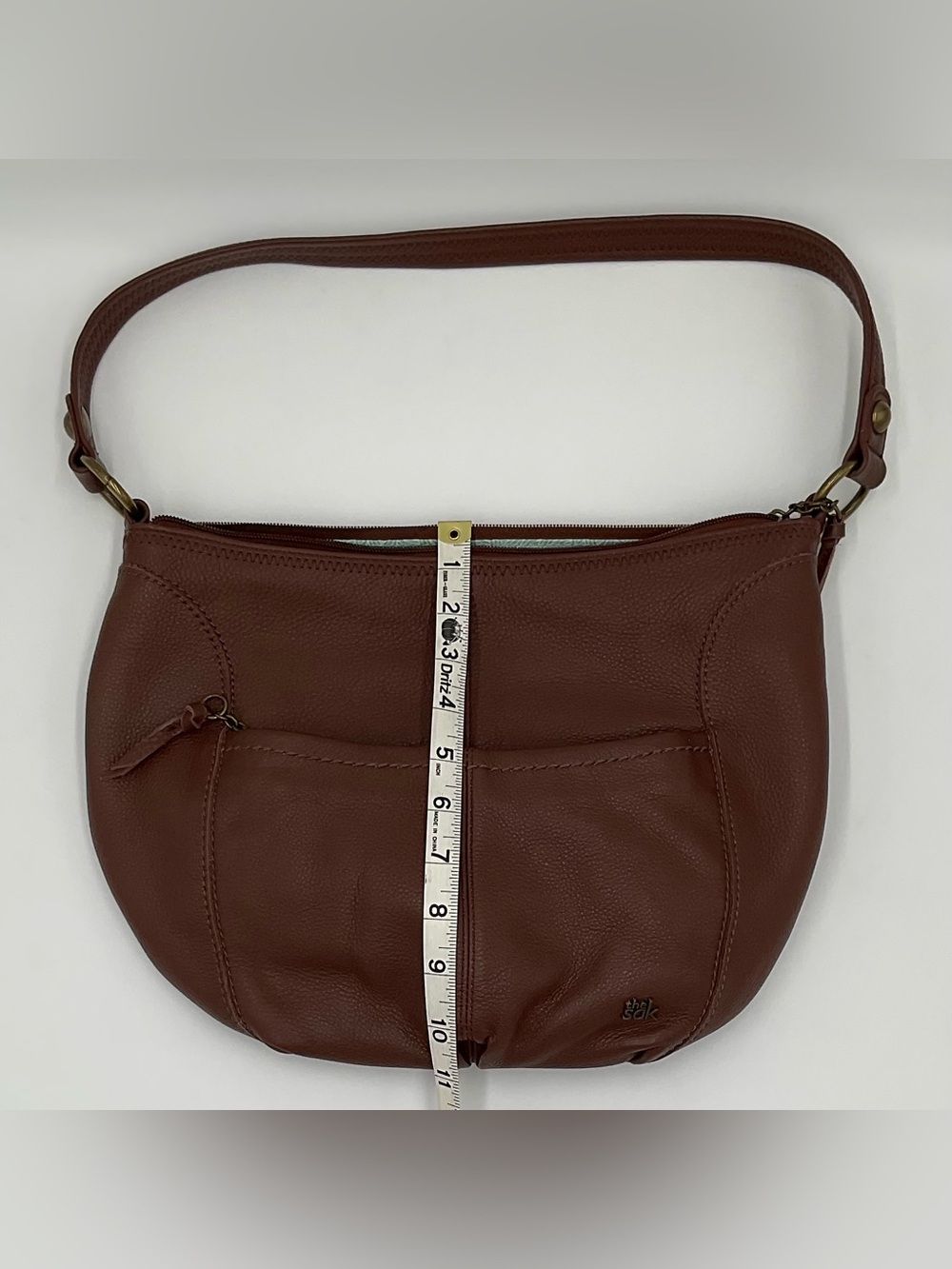 The Sak Rich Brown Pebbled Leather Hobo Bag with Top Stitching Detail - Picture 8 of 14